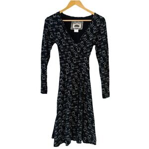 Effie's Heart Dog Print Wrap Dress Size XS Novelty Rockabilly Fit Flare Pin Up